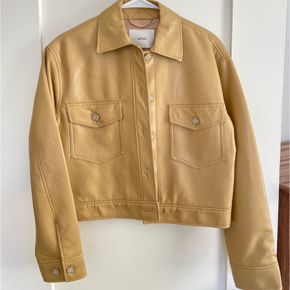Aritzia Wilfred Tan Leather Jacket/Shacket